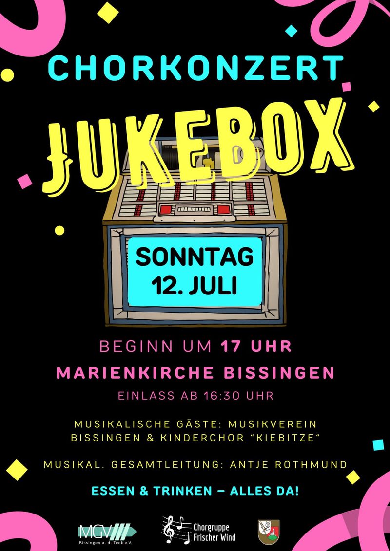 Plakat zum Chorkonzert „Jukebox“ des MGV Bissingen
