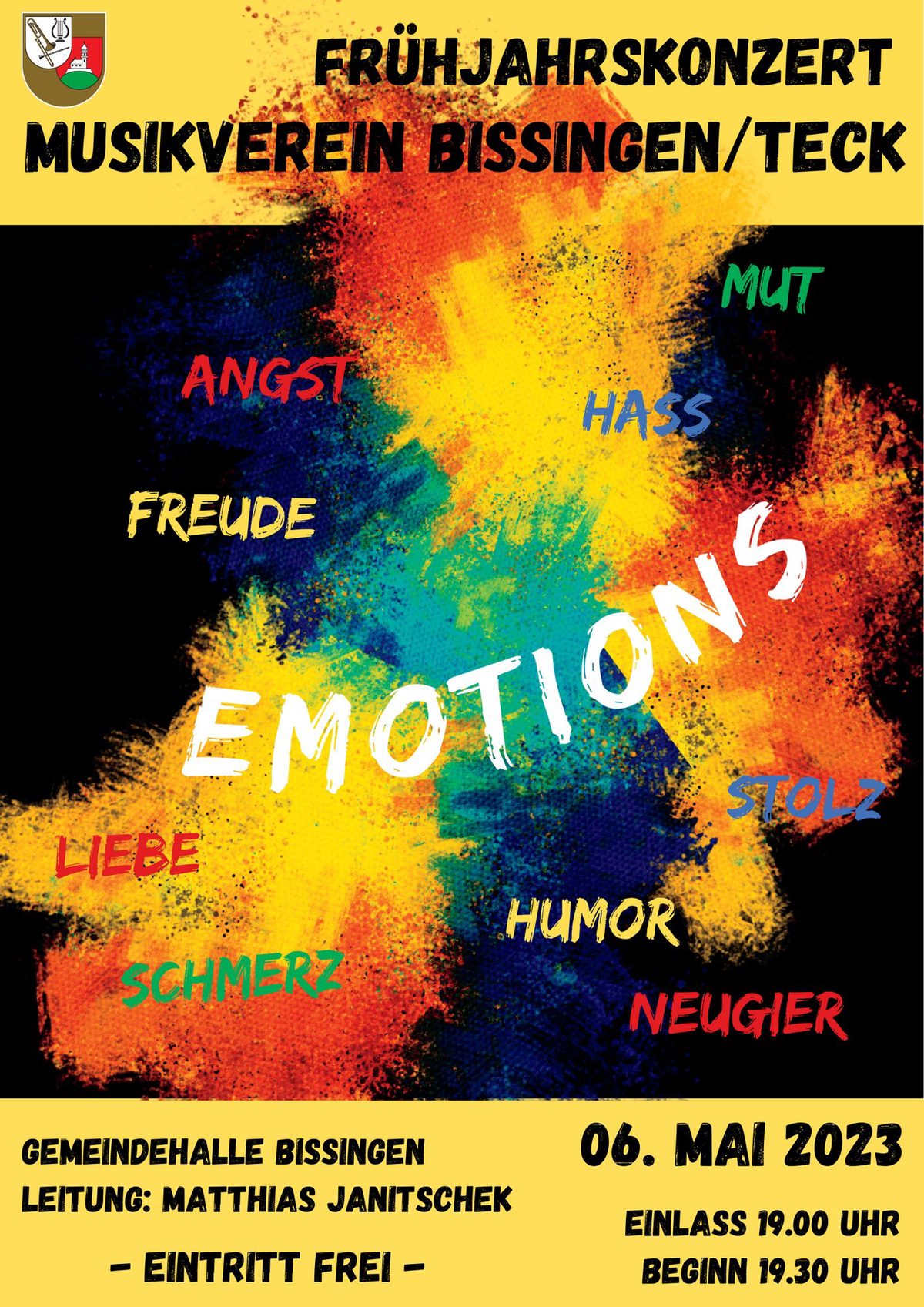 Plakat zum Frühjahrskonzert 2023 „Emotions“