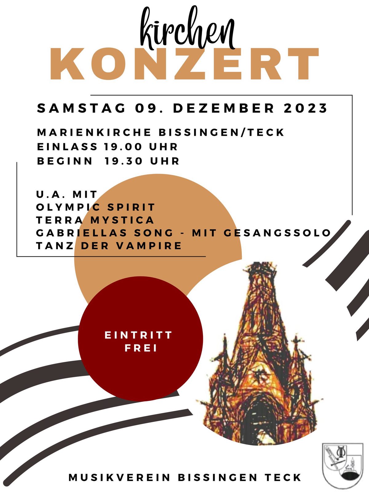 Plakat zum Kirchenkonzert 2023 mit der Marienkirche