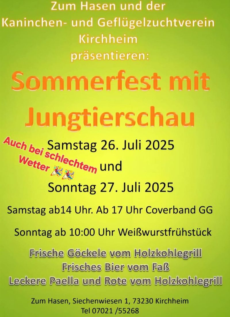 Plakat zum Sommerfest mit Jungtierschau